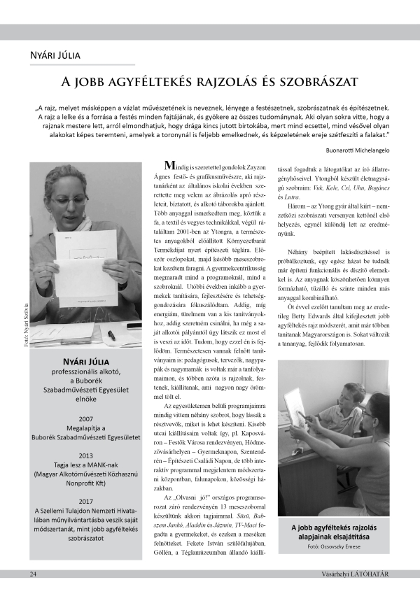 Nyári Júlia: A jobb agyféltekés rajzolás és szobrászat